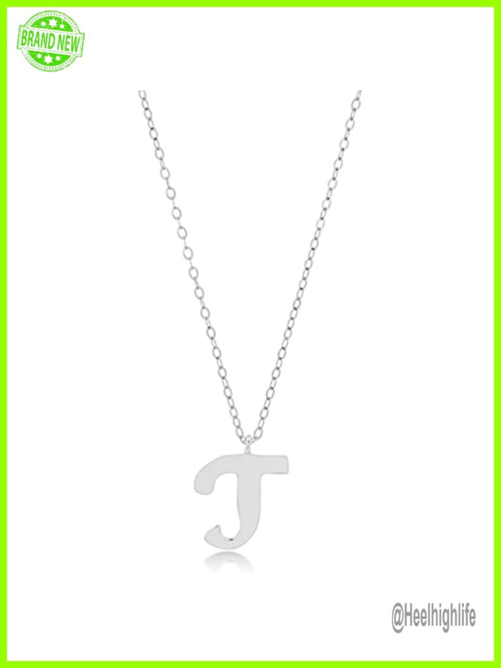 Solid 10K White Gold Dainty Script Initial Extendable Necklace